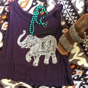 Crop Top • Purple • Boho Elephant • Boutique